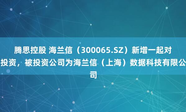 腾思控股 海兰信（300065.SZ）新增一起对外投资，被投资公司为海兰信（上海）数据科技有限公司