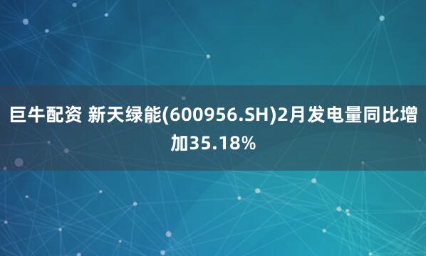 巨牛配资 新天绿能(600956.SH)2月发电量同比增加35.18%
